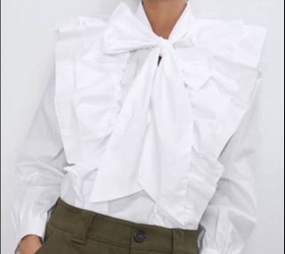 Zara poplin roufle Blouse