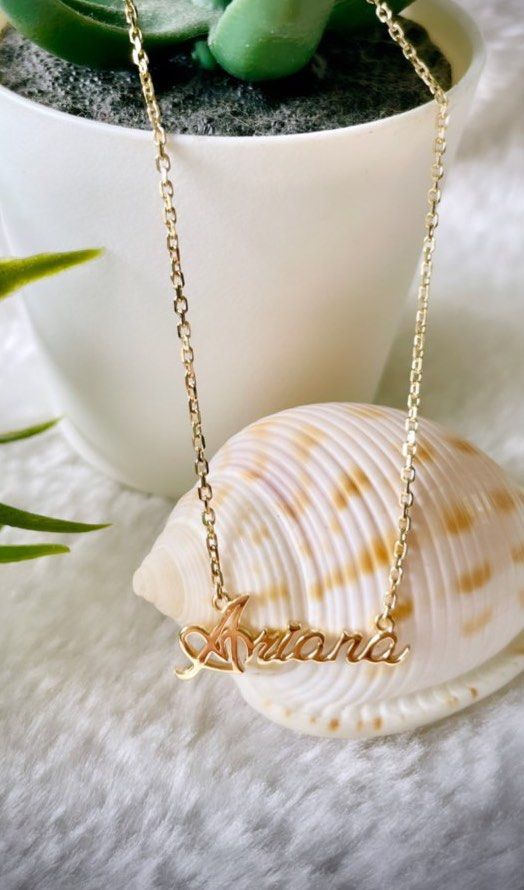 100 Real Gold Name Necklace Women s Fashion Jewelry