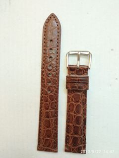 18x16棕色鱷魚皮錶帶,新品