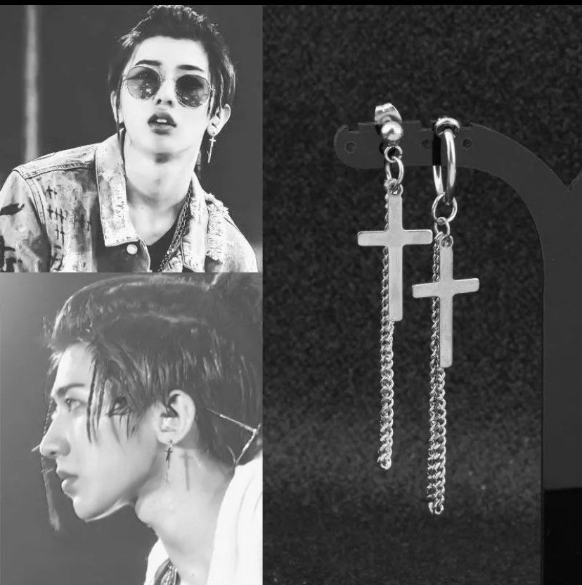 1 pcs Kpop BTS NINE PERCENT Kun Fashion Cross Ear Cuff Clip On