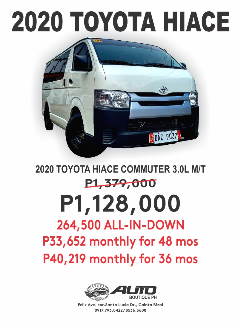 Toyota hiace grandia downpayment and monthly discount
