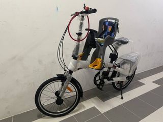 3 months warranty! Brand New 20" Taiwan Brand Foldable Bike NeoRider with Sunrun Trigger Gear Foldies Foldie Bicycle with V-brake function! Equipped with mudguard and Taiwan made front child seat fit till 15kg! Viewing and trying at Hougang Capeview!