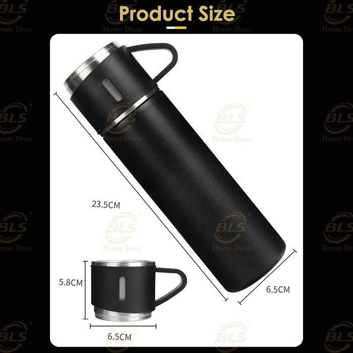 500ml Vacuum Flask Set 304 Stainless Steel Thermos Flask Bottle Cup Gift Set  Cawan Termos