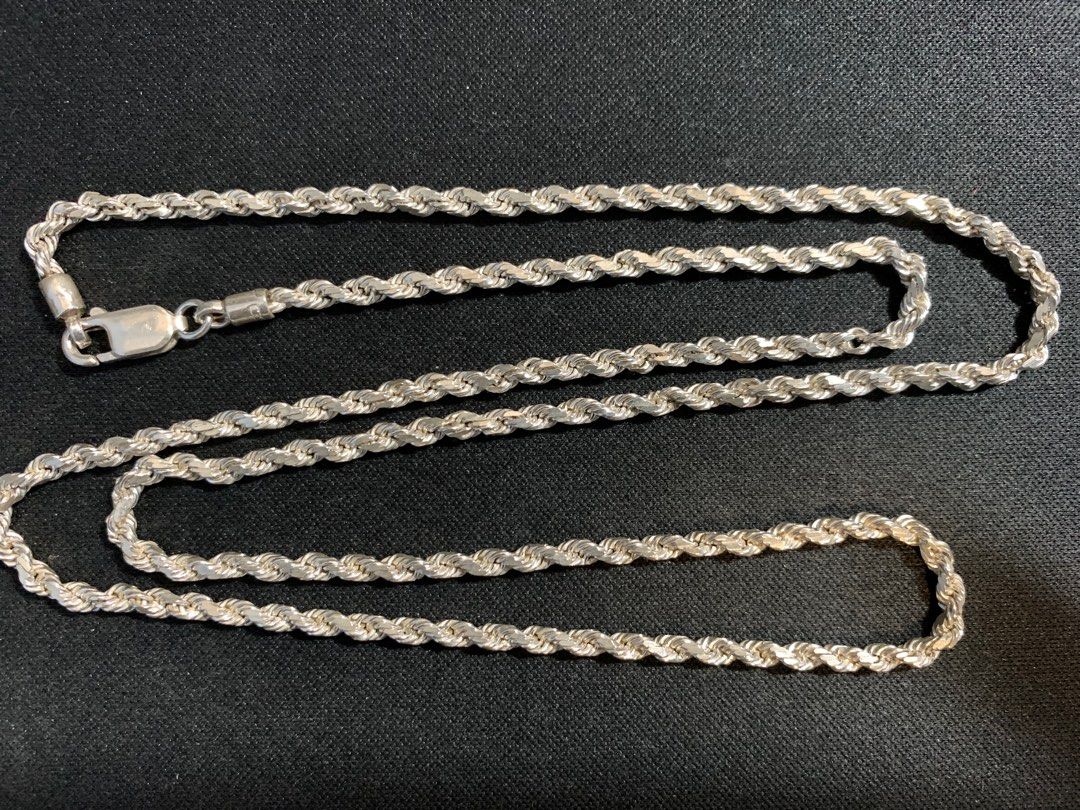 925 Silver Solid Rope Chain Necklace Men s Fashion Watches