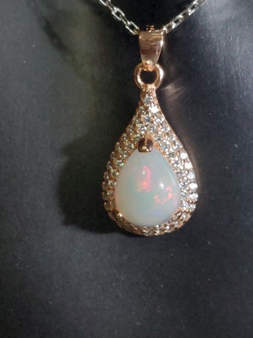 Gold necklace clearance with opal pendant