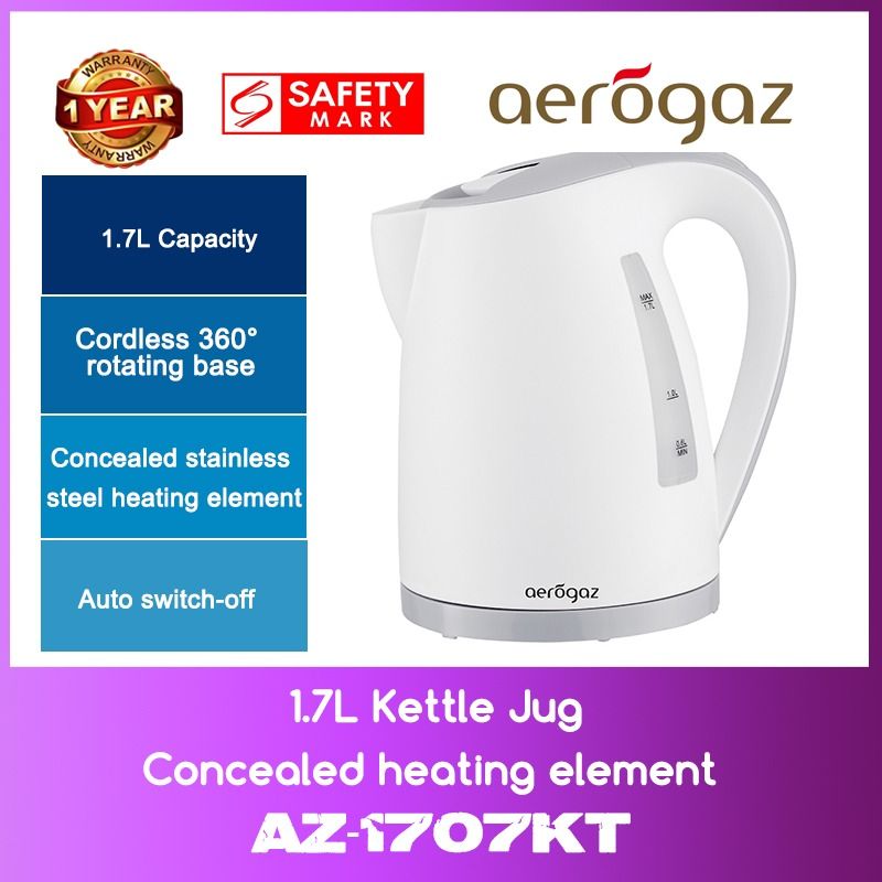 Aerogaz AZ1707KT 1.7L Kettle Jug Concealed heating element WITH 1 YEAR WARRANTY, TV & Home