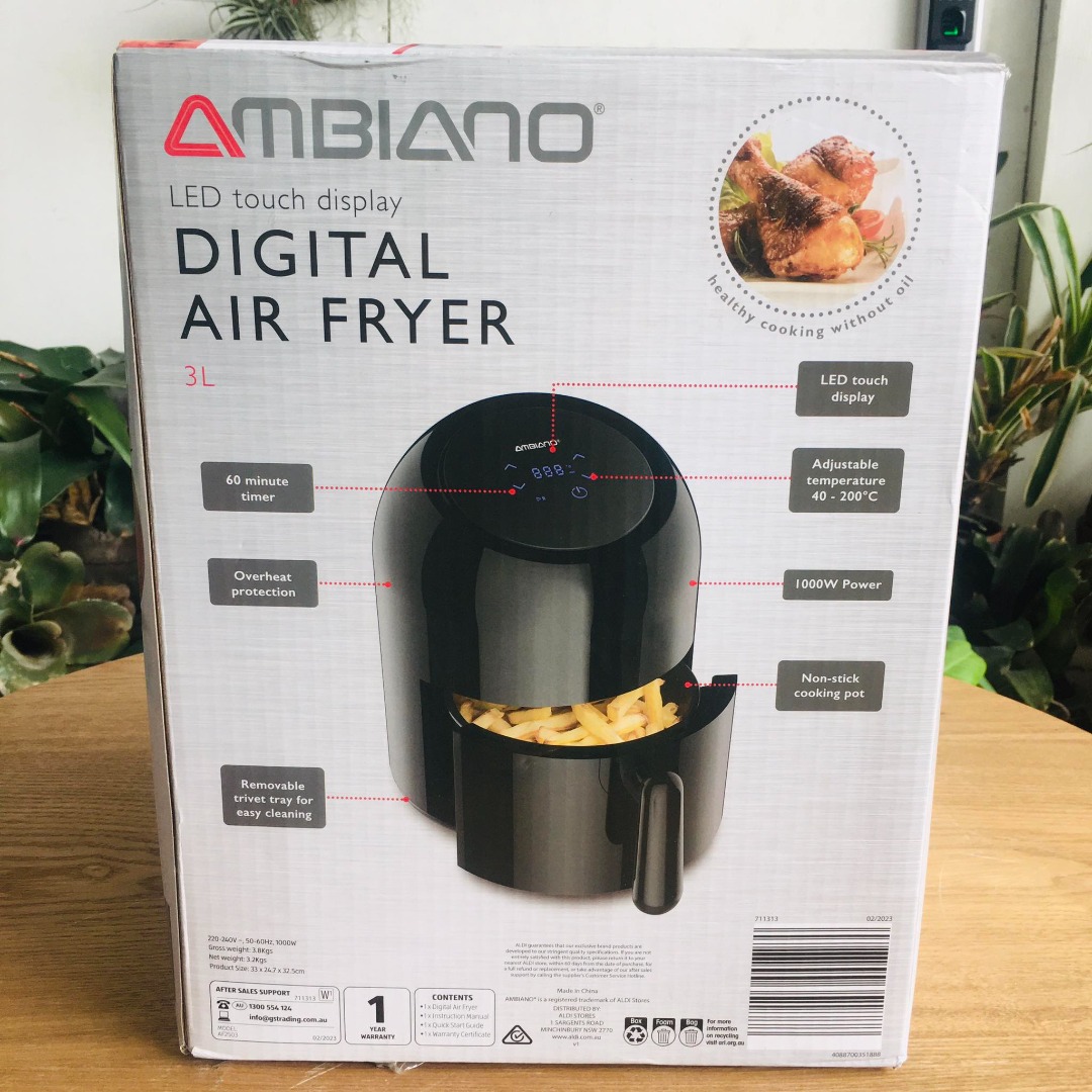 Ambiano 3L Digital Air Fryer, TV & Home Appliances, Kitchen Appliances
