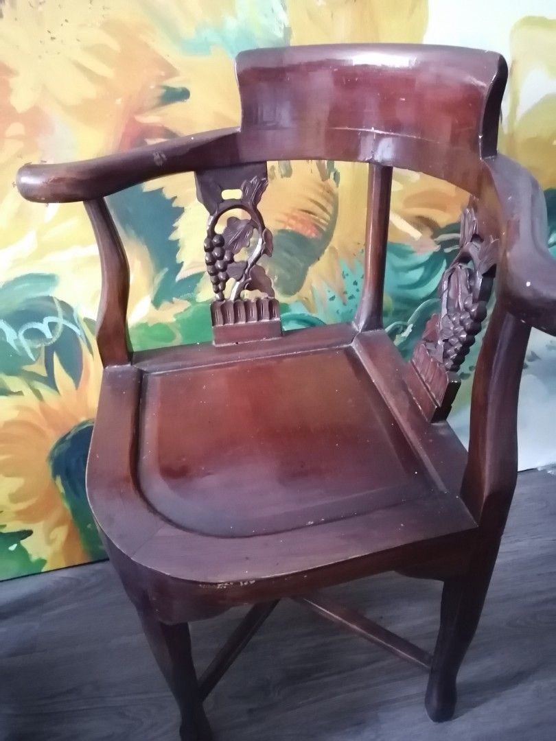 Antique hand carved table and chair, Hobbies & Toys, Memorabilia & Collectibles, Vintage