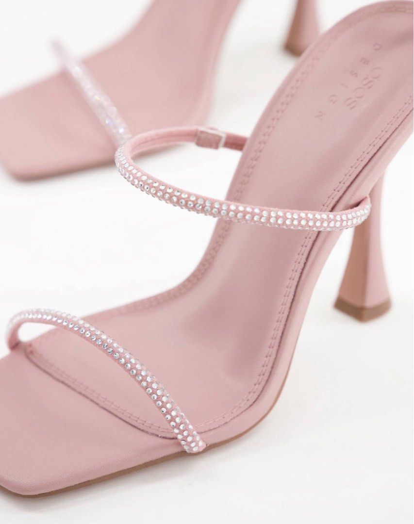 ASOS DESIGN Percy embellished tie leg high heeled shoes in snake | ASOS