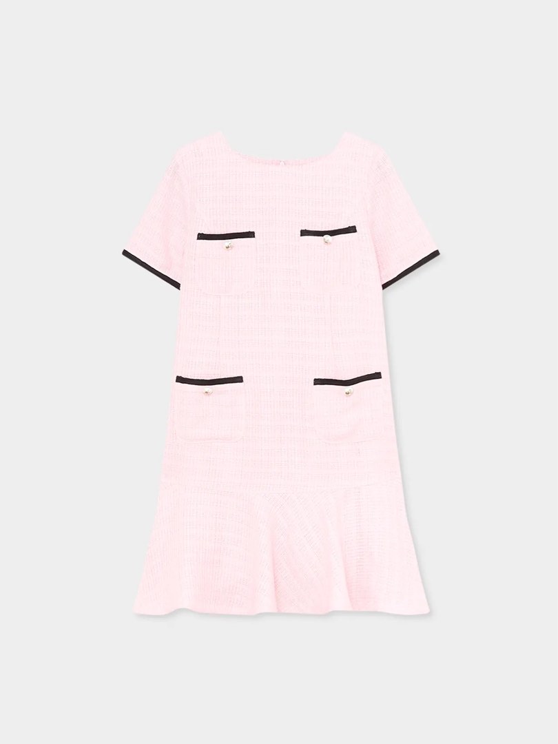 Barbie Pomelo Pink Tweed Dress on Carousell