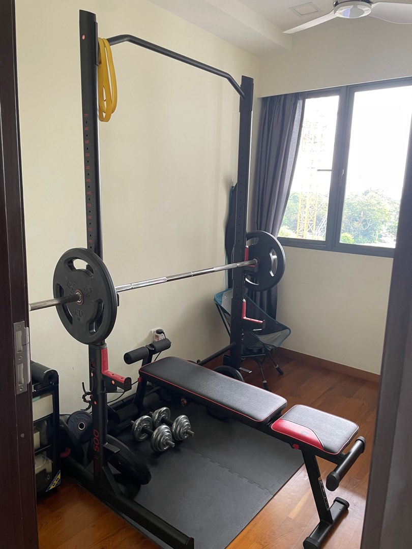 Home gym - Bench press, squat, pull-up rack and bench set, Sports ...