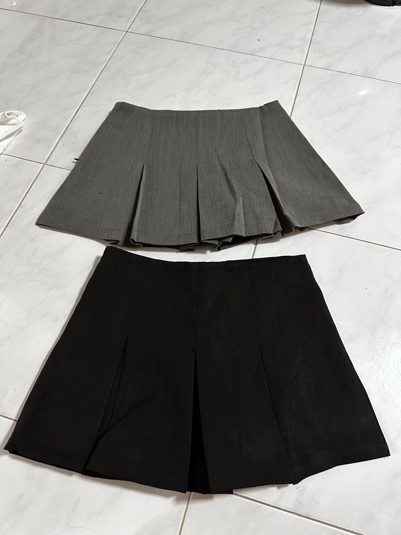 Black and Grey Skorts, Women's Fashion, Bottoms, Skirts on Carousell