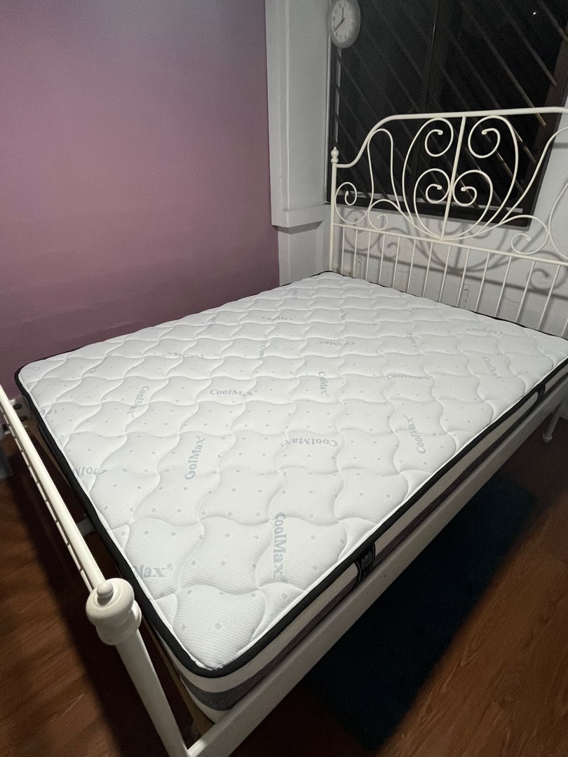 Brookland Spring Mattress Queen size with free bed frame, Furniture