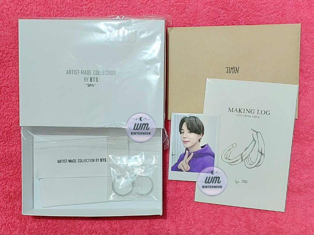 BTS JIMIN RED CARVING EARRING ARTIST-MADE COLLECTION AMC on Carousell