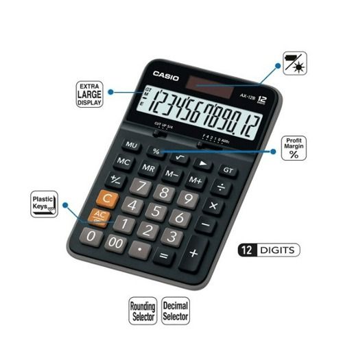 Casio AX 12B Practical Calculators Compact Desk Type WITH 6 MONTHS