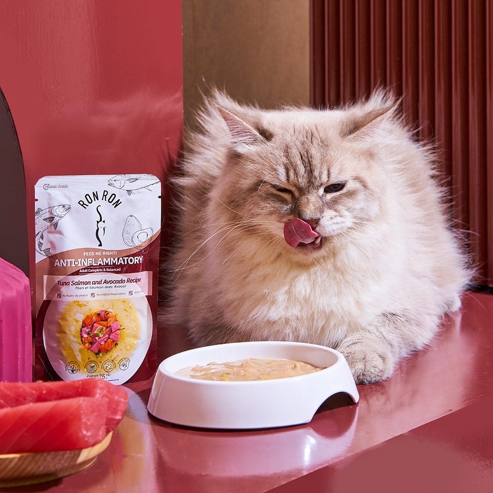 Cat Wet Food Ron Ron Tuna Salmon Avocado Flavor 75 g Sachet
