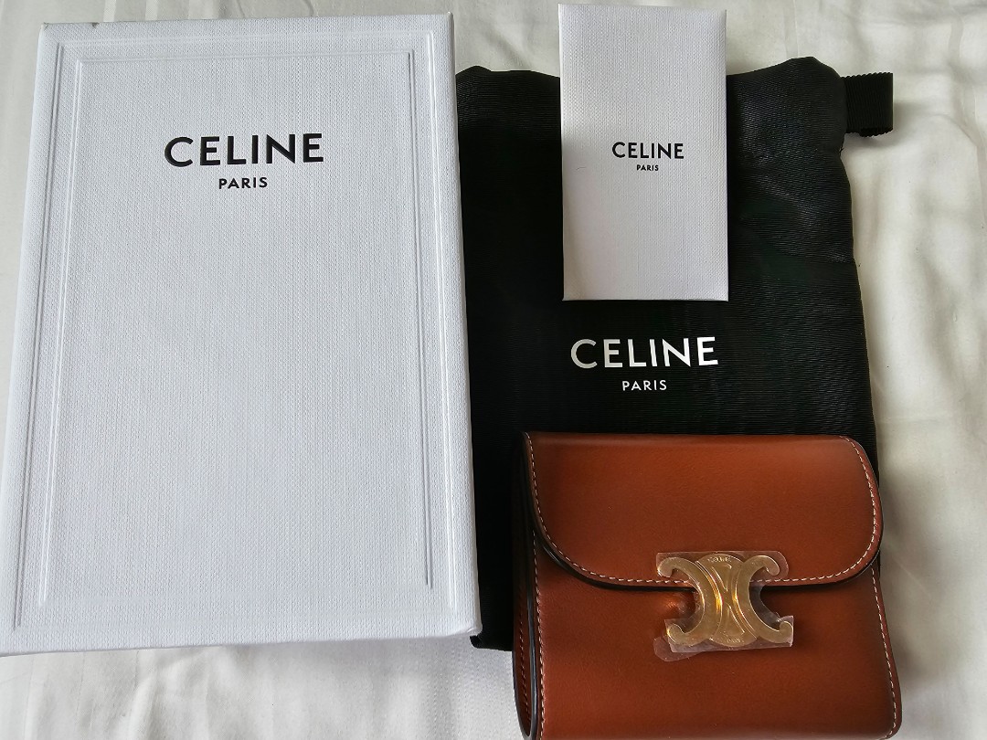 Celine Wallet on Strap in Triomphe Canvas and Smooth Lambskin in White,  Luxury, Bags & Wallets on Carousell