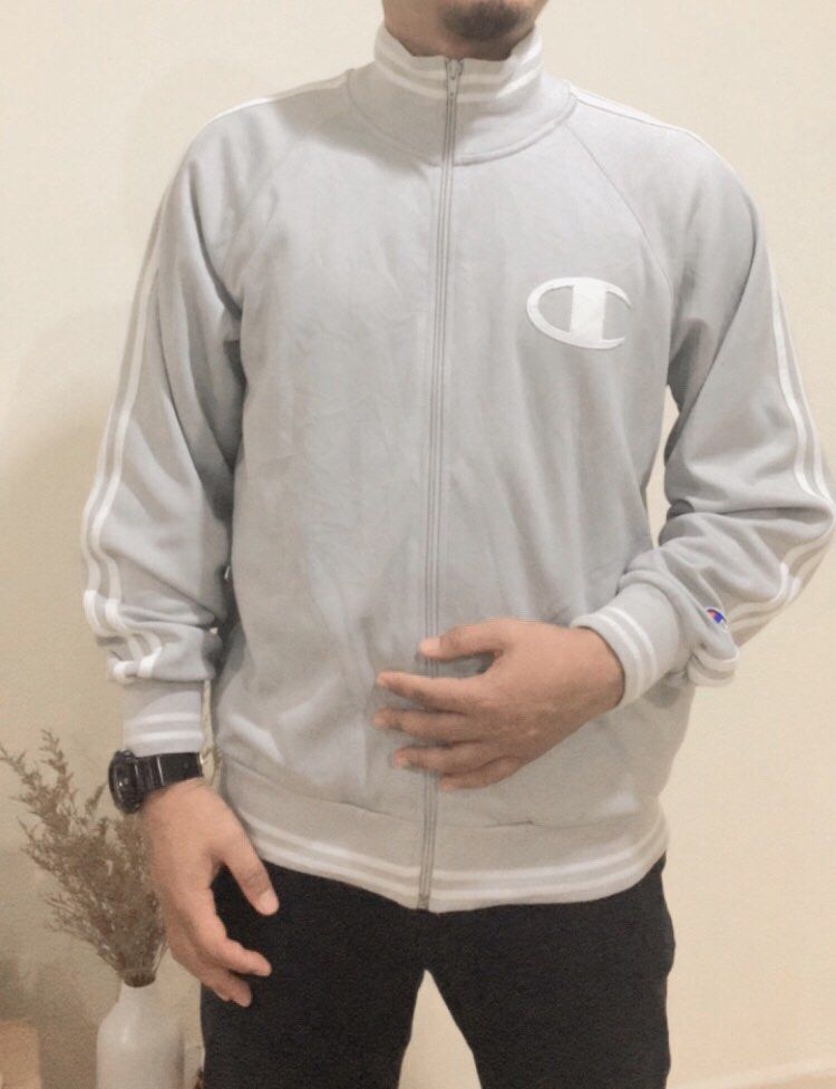 Champion big hot sale logo track jacket