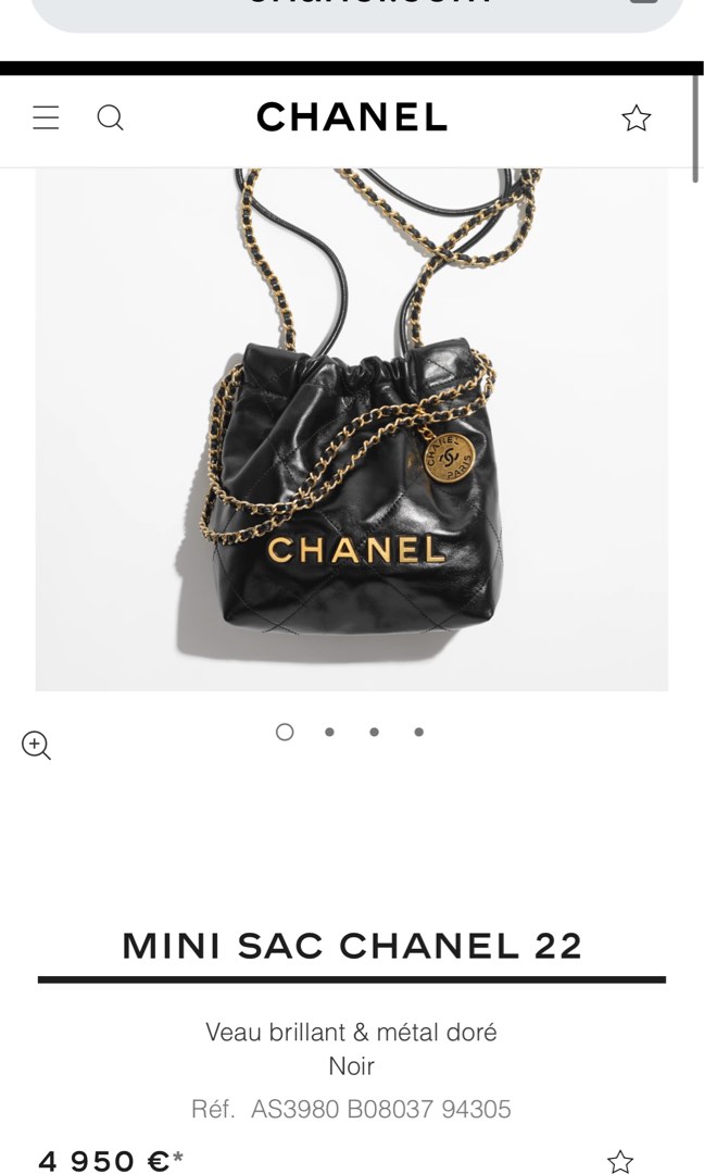 Auth CHANEL CHANEL 22 AS3980 Black Shiny Calfskin Women's Handbag Gold  hardware