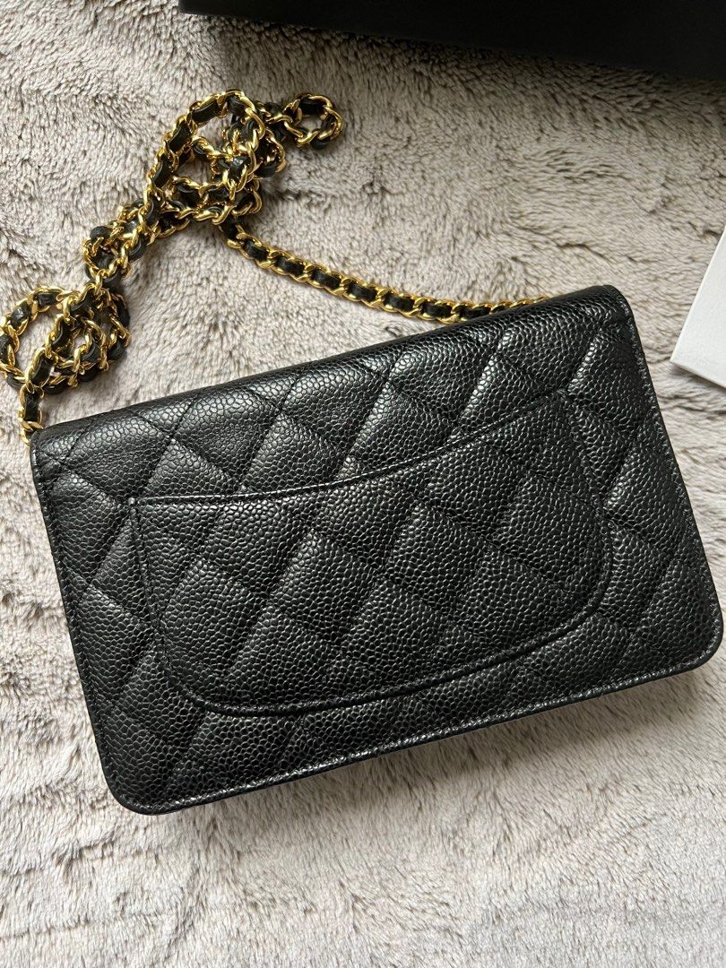 Chanel Wallet On Chain WOC Black Caviar Gold Hardware, Luxury