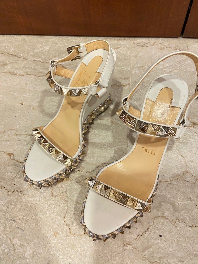 Christian louboutin online silver wedges