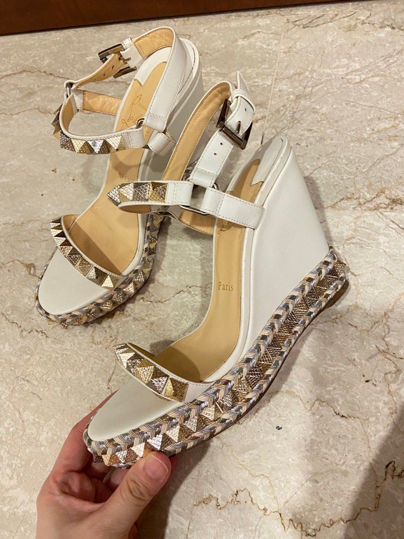Christian louboutin silver wedges cheap