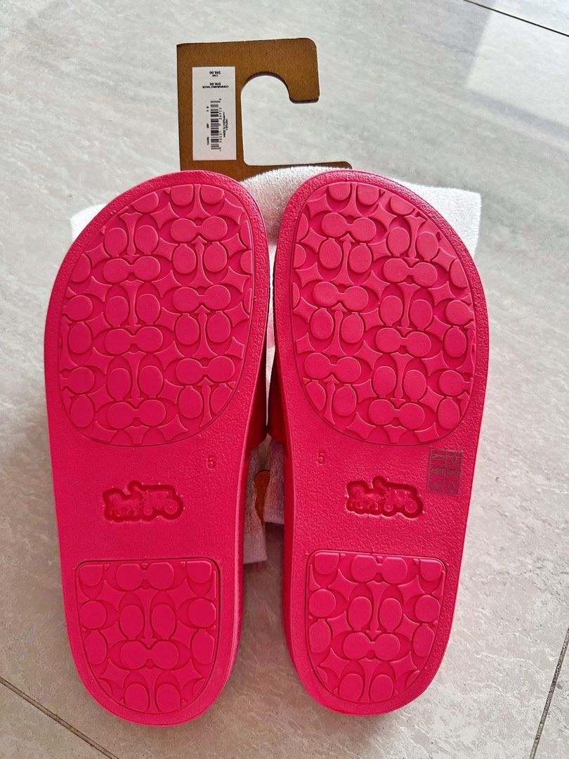 Coach slides in pink (US 5), Women's Fashion, Footwear, Flipflops and