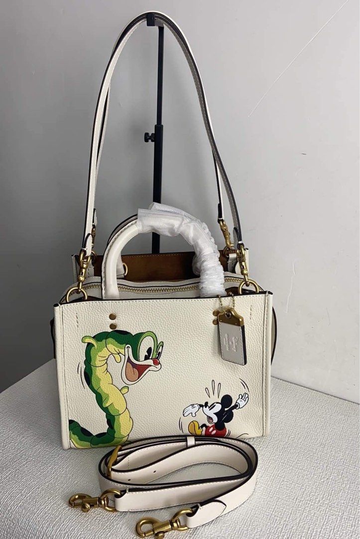 Disney x COACH Rogue 25 with Mickey Mouse Shoulder Bag White 2way from  Japan