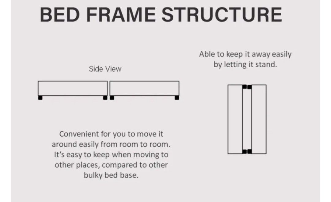 Divan bed without legs, Grey, Single, Furniture & Home Living