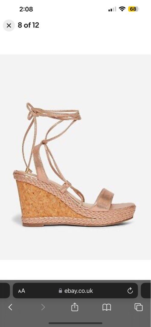 Dorothy Perkins Womens Gold Rolly Wedge Lace Up Sandals Open Toe
