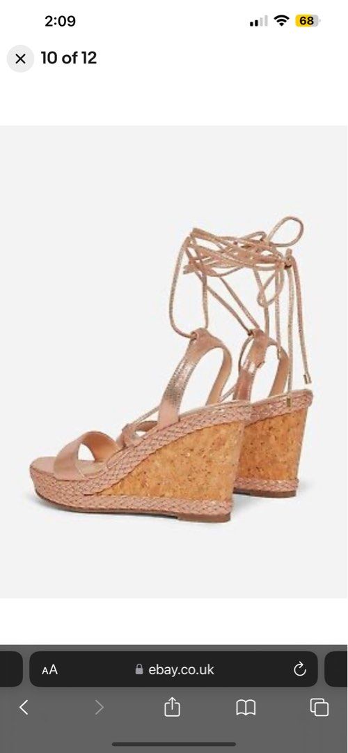 Dorothy Perkins Womens Gold Rolly Wedge Lace Up Sandals Open Toe Heels