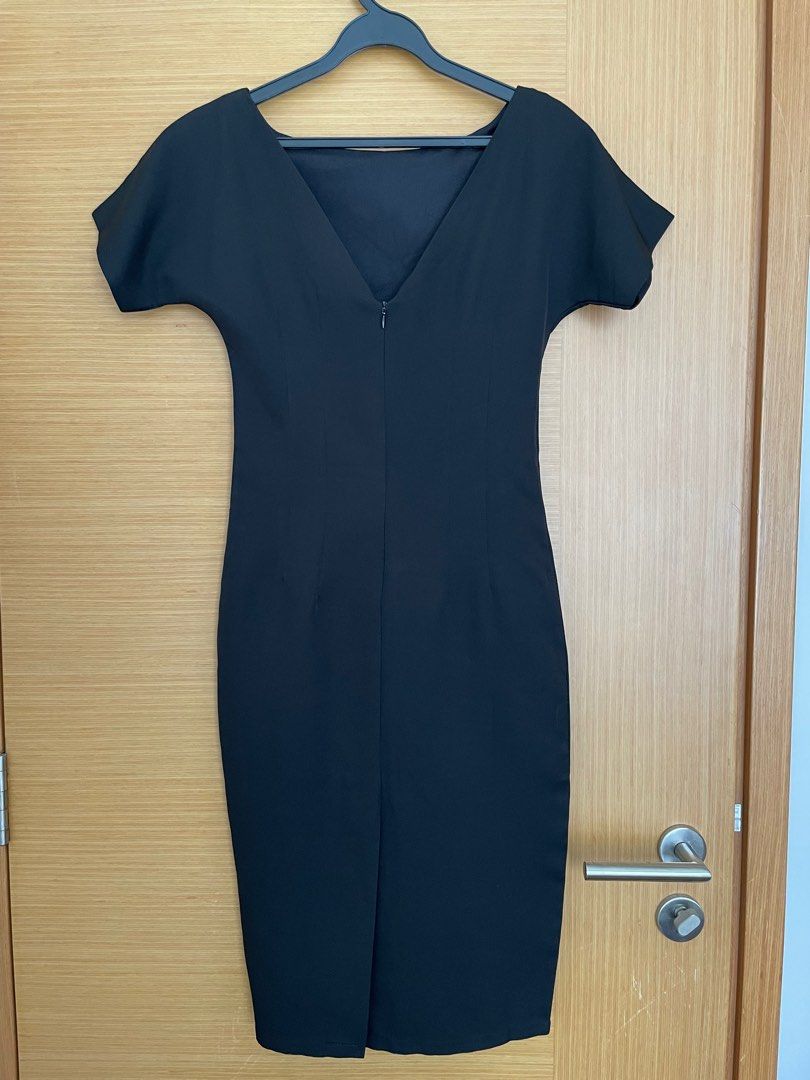 Elegant black midi dress online