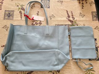 ENJOY 灰粉藍色真皮tote bag64246019568897110