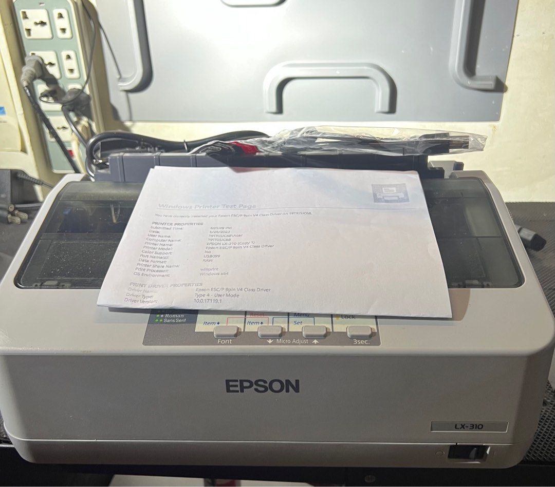 epson Lx-310 dotmatrix printer (Category: Printers, Scanners & Copiers) located in Makati City. Submitted by jtechs (Listing ID 1234239160, Image 3). Description: in very good condition epson lx-310 impact dotmatrix printer good for bills payment invoice payroll receipt also good for stencil tattoo with usb cord and power cord we accept cod via lalamove plus sf .