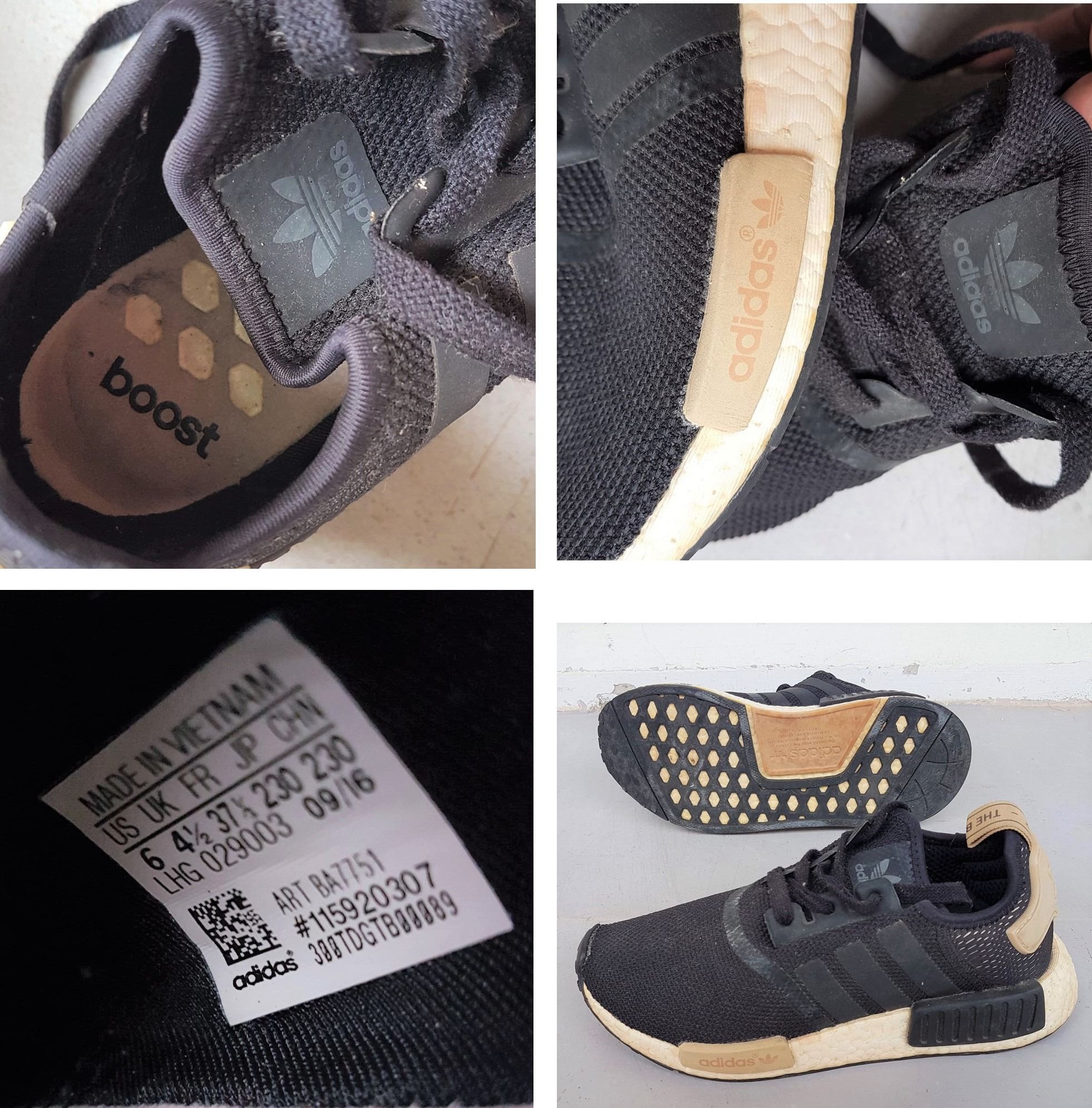 Exclusive Adidas NMD R1 Black Shoes US 6 UK 4.5 Euro 37 1 3 Designer Boost Sneakers Running Shoes High Performance Original Active Lifestyle