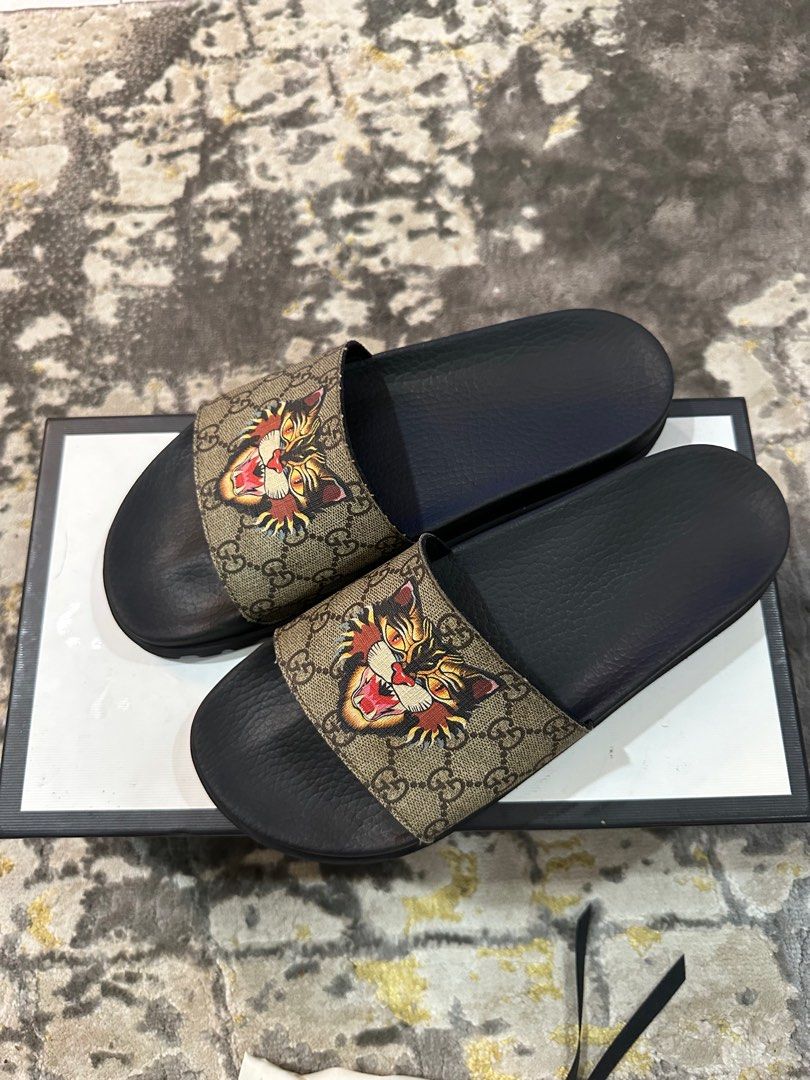 Mens gucci tiger slides on sale