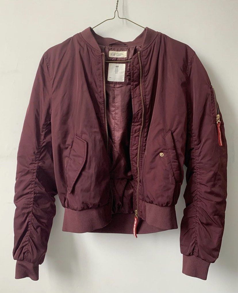 H&m burgundy bomber jacket new arrivals