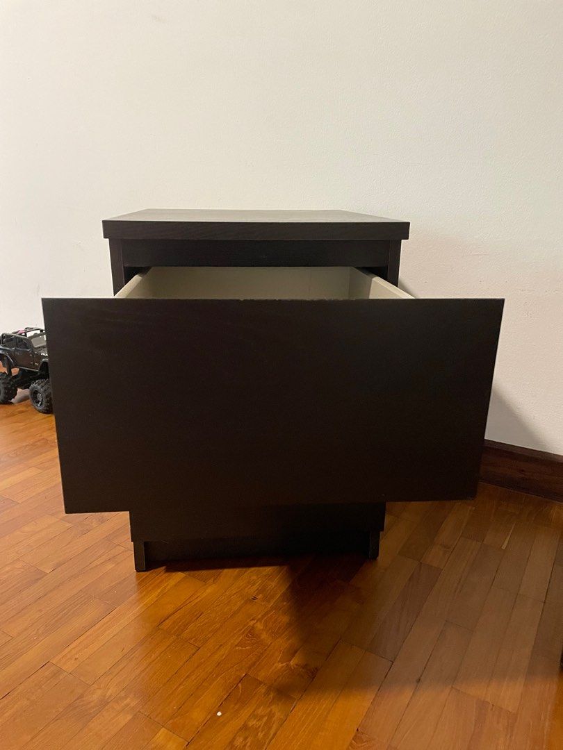 IKEA Malm black bedside tables x2, Furniture & Home Living, Furniture