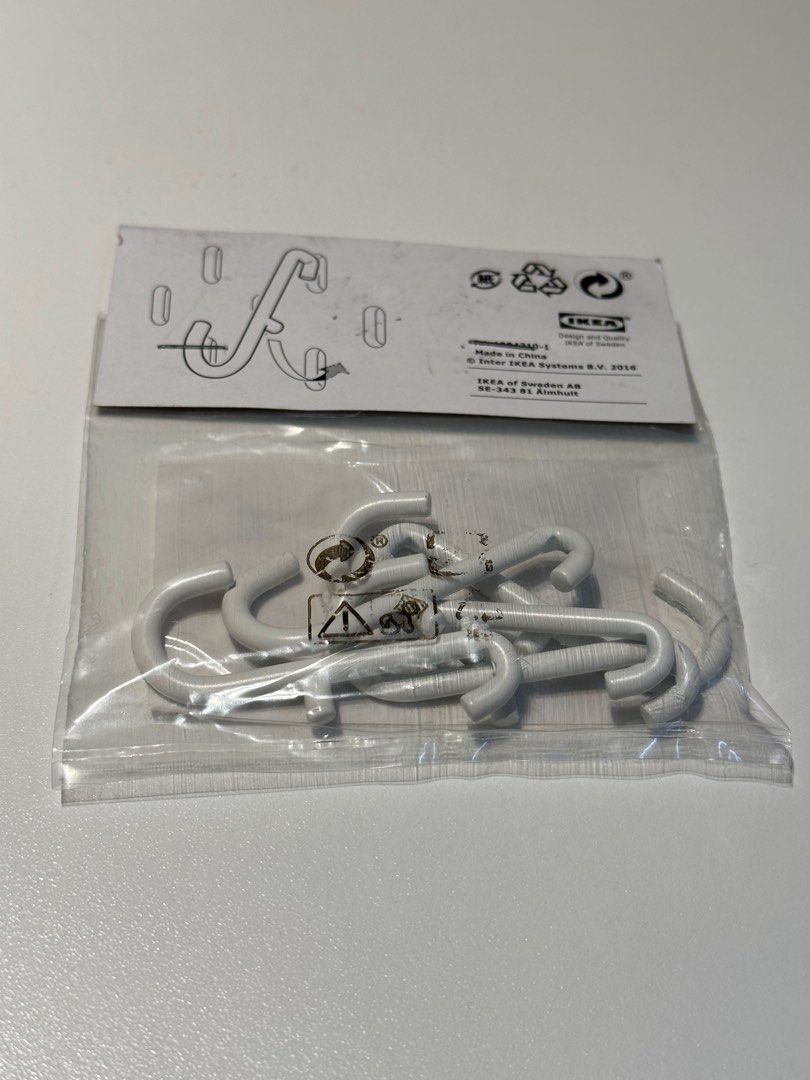 Ikea Skadis white hooks for pegboard, Furniture & Home Living, Home