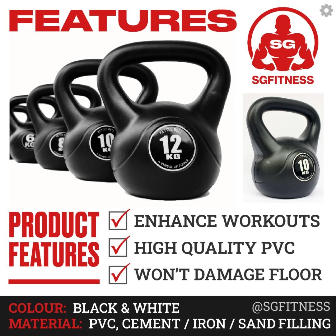 [INSTOCK] PVC Kettlebells / Home Gym Kettlebells, Sports Equipment