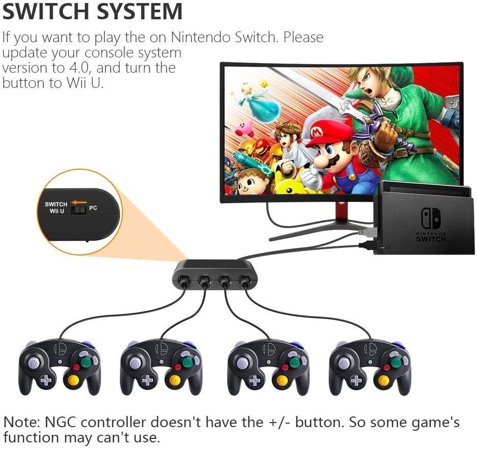 IQIKU Gamecube Controller Adapter. Super Smash Bros Switch Gamecube