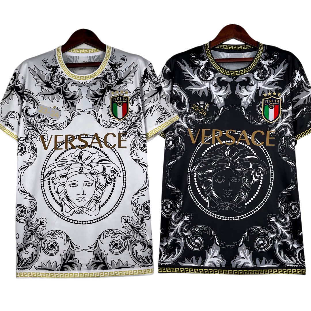 Italy X Versace Special Edition Jersey 23-24 Black White Fan