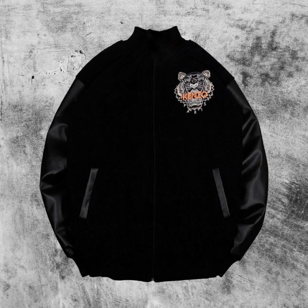 Jaket Varsity Kenzo Tiger Head Full Bordir Hitam
