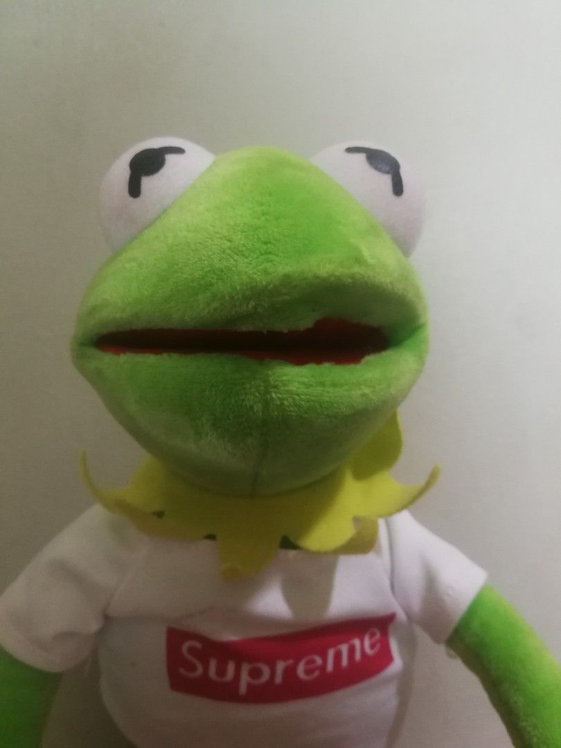 Kermit the frog x supreme plush toy (Category: Plushies & Soft Toys) located in Manila. Submitted by bear.finds88 (Listing ID 1234131171, Image 3). Description: movable hands and feet a decent copy of palm angels kermit.