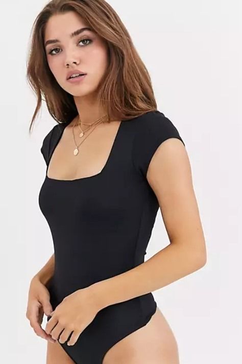 Heyshape Black Square Neck Thong Bodysuit, Women's Fashion, Tops, Other  Tops on Carousell