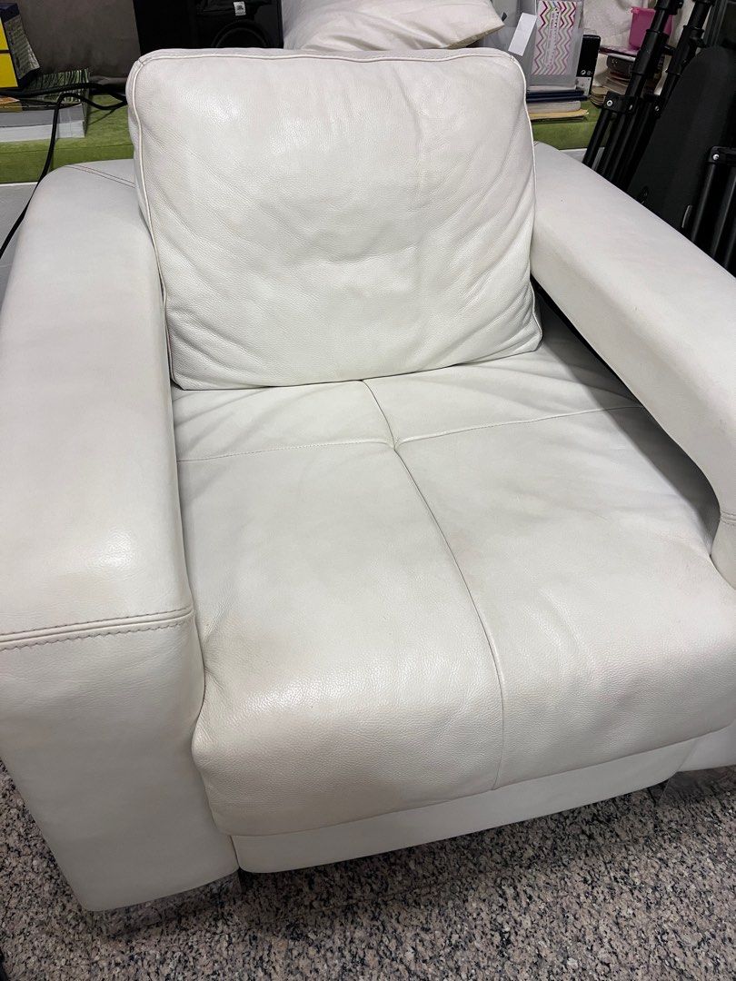 White Leather Sofa Furniture Home