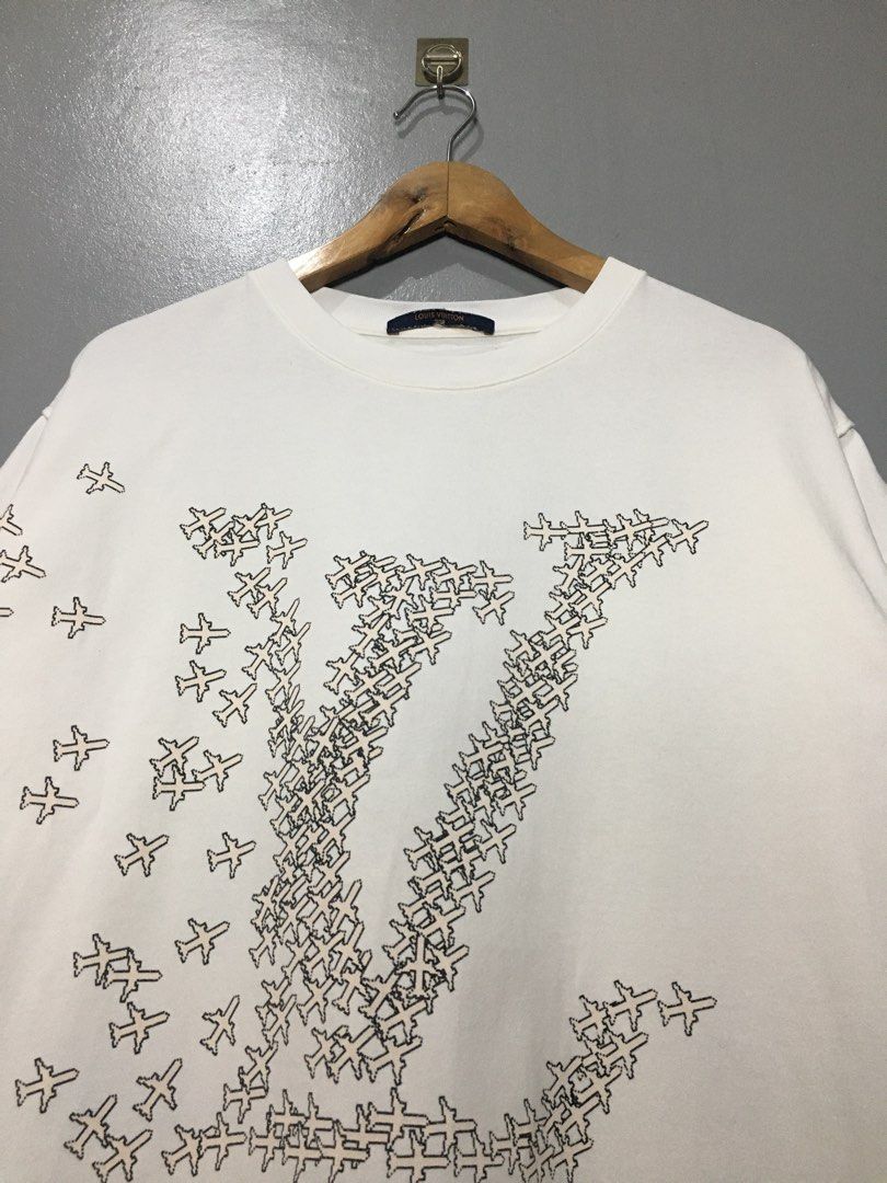 LV Plane Printed Cotton T-Shirt, Luxury, Apparel on Carousell