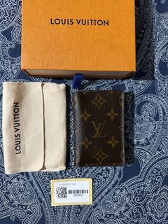 Auth Louis Vuitton Organizer De Poche Monogram Taigarama Card Holder Blue  M30436