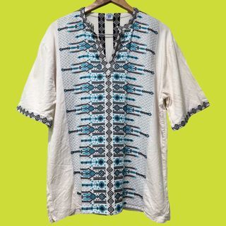Mamouzakis Short Sleeve Boho Embroidered Shirt Tunic Top