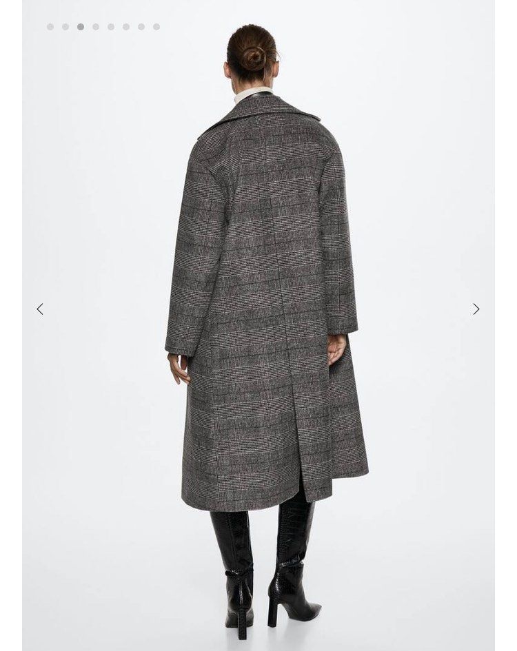 Mango check clearance wool blend coat